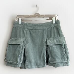 Corduroy Cargo Mini Skirt Dusty Aqua Blue Y2K Indie Sleaze Coquette Size Small‎